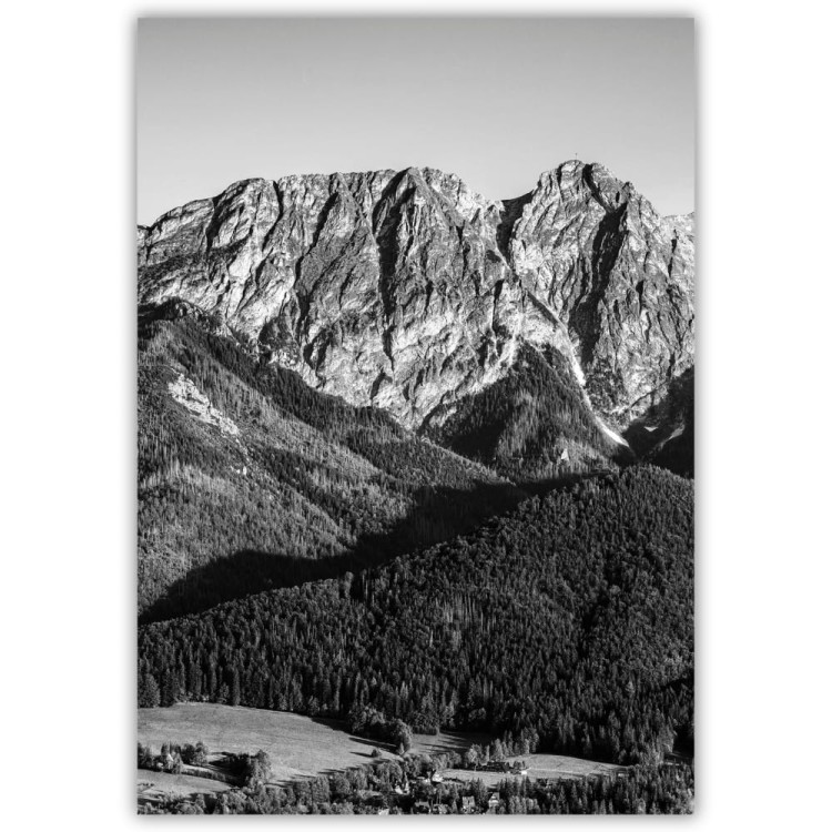 plakat tatry giewont śpiący rycerz w czerni i bieli
