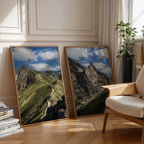 galeria plakatów tatry świnica i mnich w drewnianych ramach dekoracja ścienna