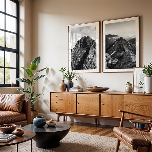 galeria plakatów tatry dwie ikony z białym obramowaniem w salonie