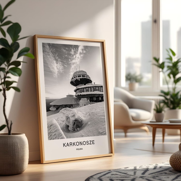 plakat karkonosze polska obserwatorium na śnieżce zimą w salonie