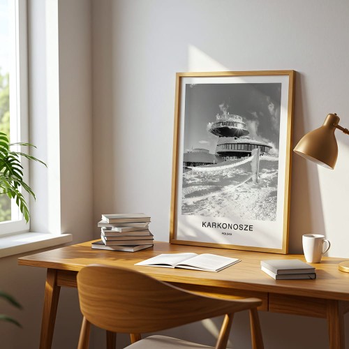 plakat karkonosze polska obserwatorium na śnieżce w śniegu w pokoju młodzieżowym