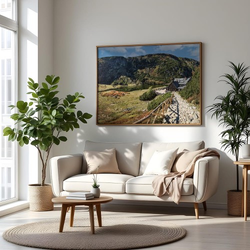 plakat karkonosze samotnia w salonie