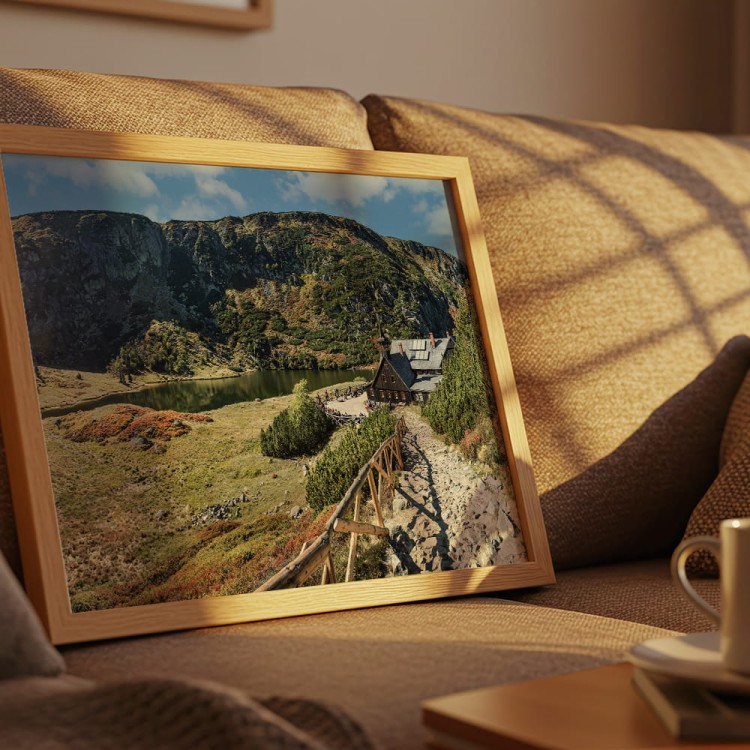 plakat karkonosze samotnia w drewnianej ramie dekoracja