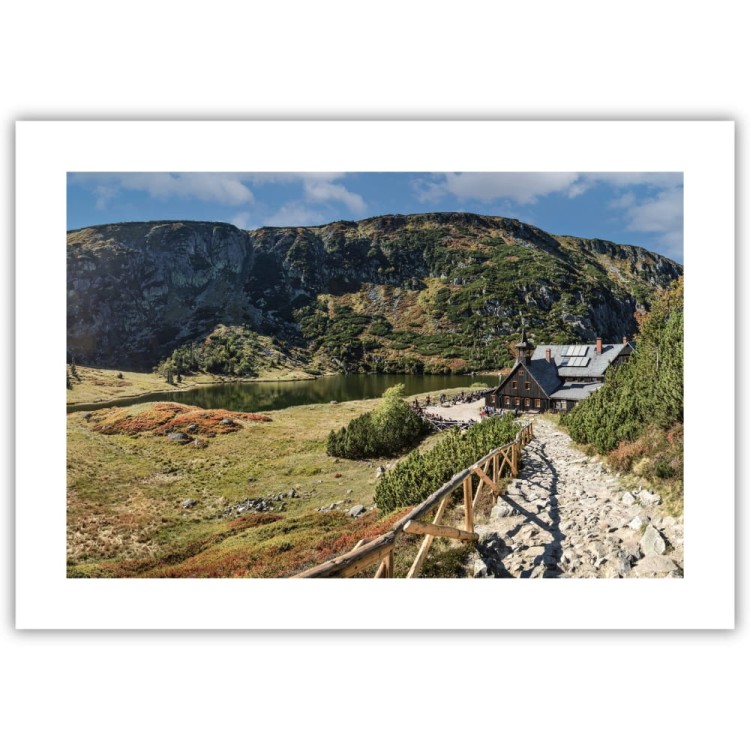 plakat karkonosze samotnia z białym obramowaniem