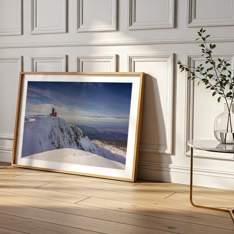 plakat karkonosze śnieżne kotły z białym obramowaniem dekoracja ścienna