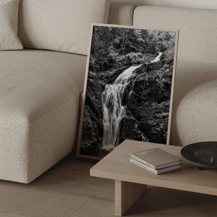 plakat karkonosze wodospad kamieńczyka w czerni i bieli dekoracja ścienna