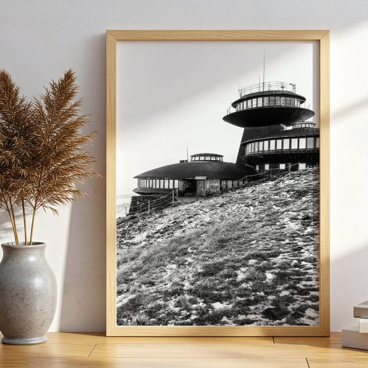 plakat karkonosze zmierzch na śnieżce w czerni i bieli wydruk w ramie