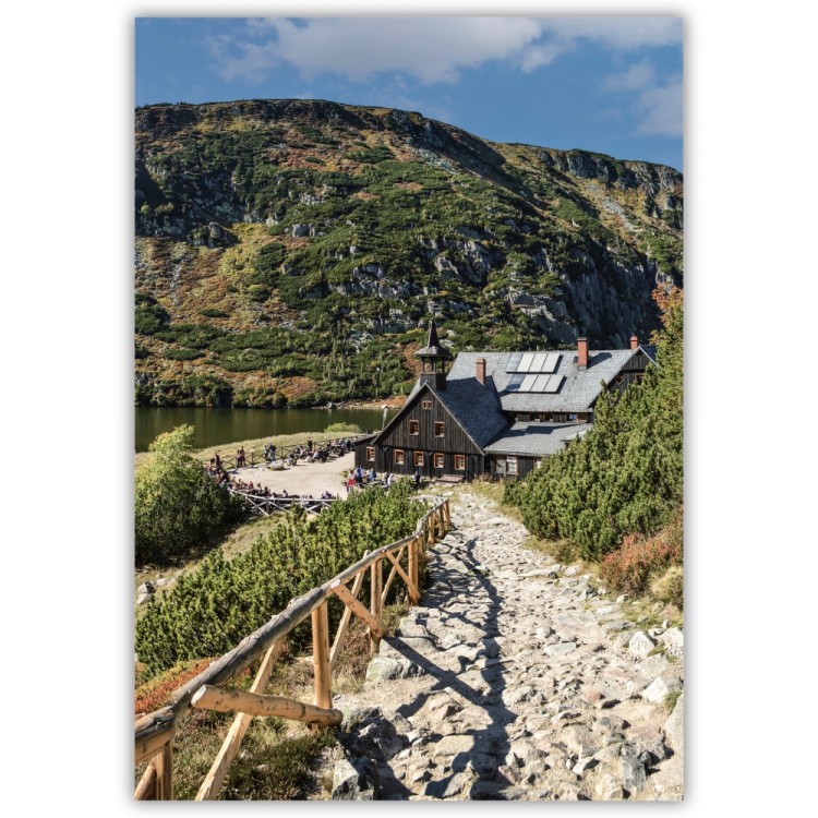 plakat karkonosze schronisko samotnia nad małym stawem