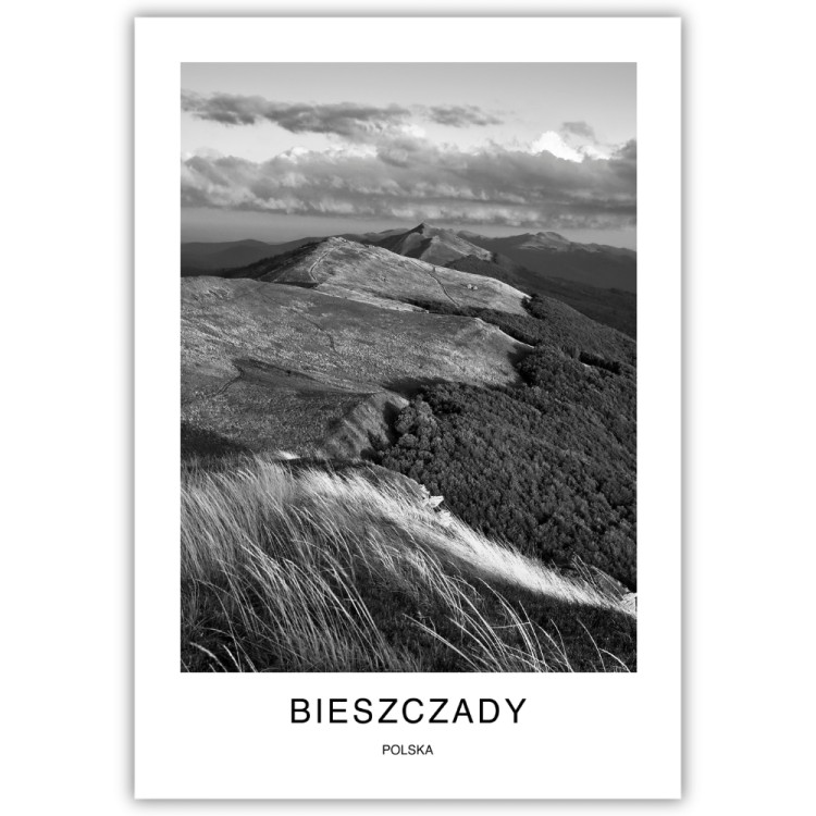 plakat bieszczady polska połoniny pod chmurami