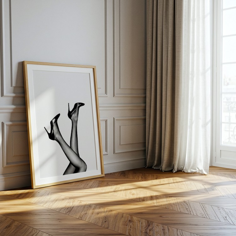 plakat retro chic w drewnianej ramie z passe-partou
