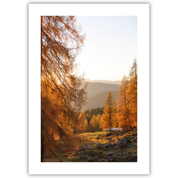 plakat beskidy jesień w górach z białym obramowaniem