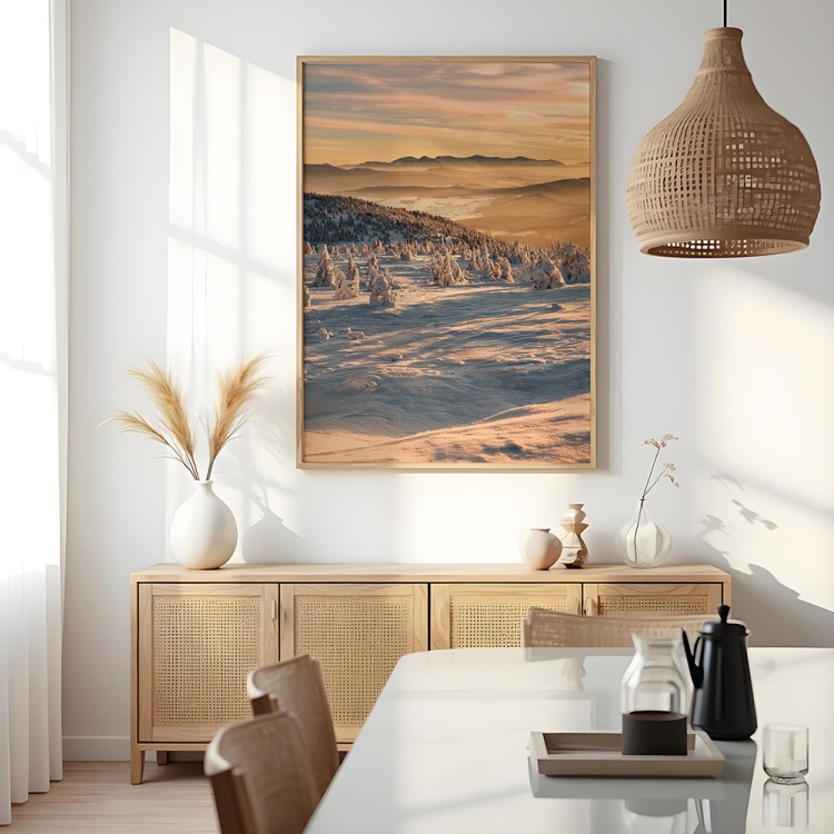 plakat beskidy zima w beskidach w jadalni