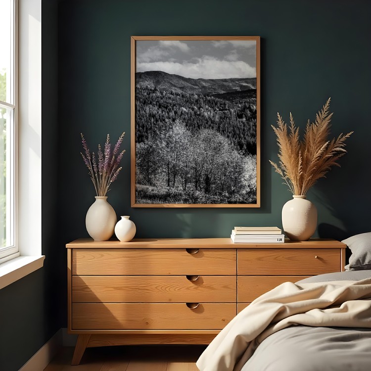 plakat beskidy beskidzkie pasma gór w sypialni w drewnianej ramie