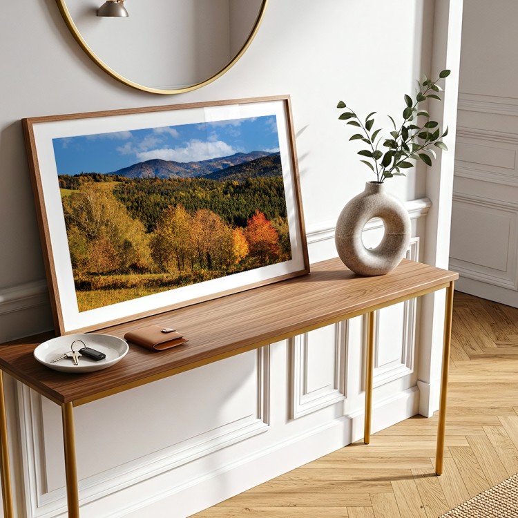 plakat beskidy panorama beskidów z białym obramowaniem w przedpokoju