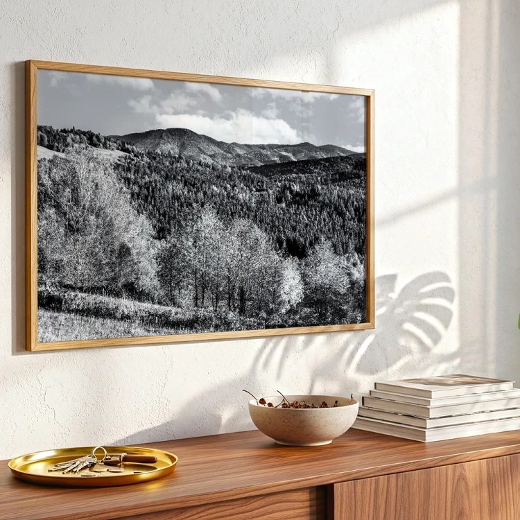 plakat beskidy krajobraz beskidów nad komodą w salonie