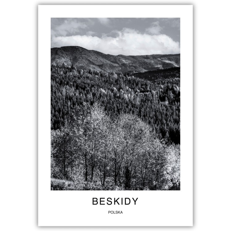 plakat beskidy polska widok na pasma beskidów