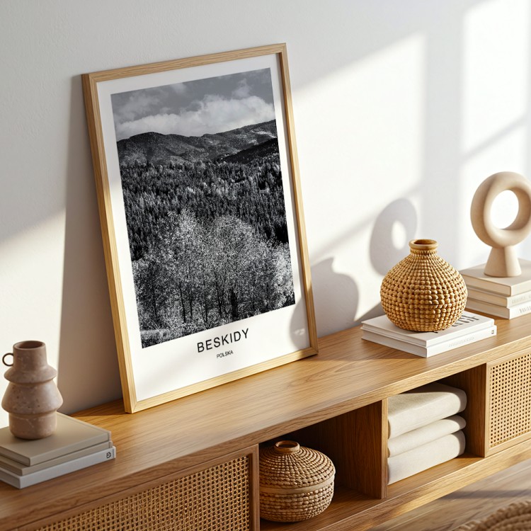 plakat beskidy polska widok na pasma beskidów w salonie