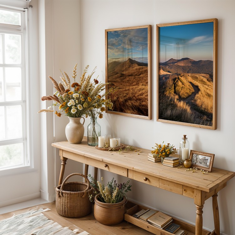 galeria plakatów bieszczady złote połoniny w drewnianych ramach