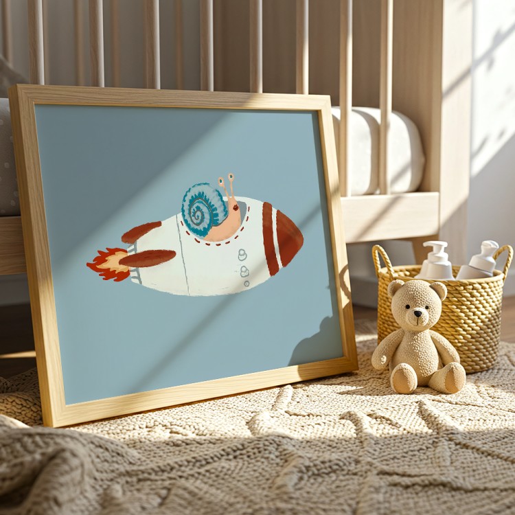 plakat kosmiczny ślimak w pokoju dziecięcym