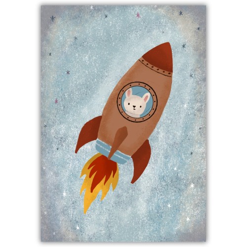 plakat królik w rakiecie