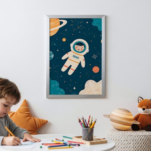 plakat mały astronauta w pokoju chłopca