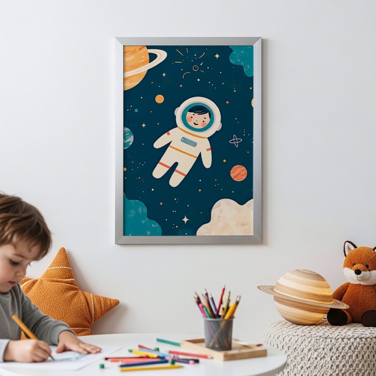 plakat mały astronauta w pokoju chłopca