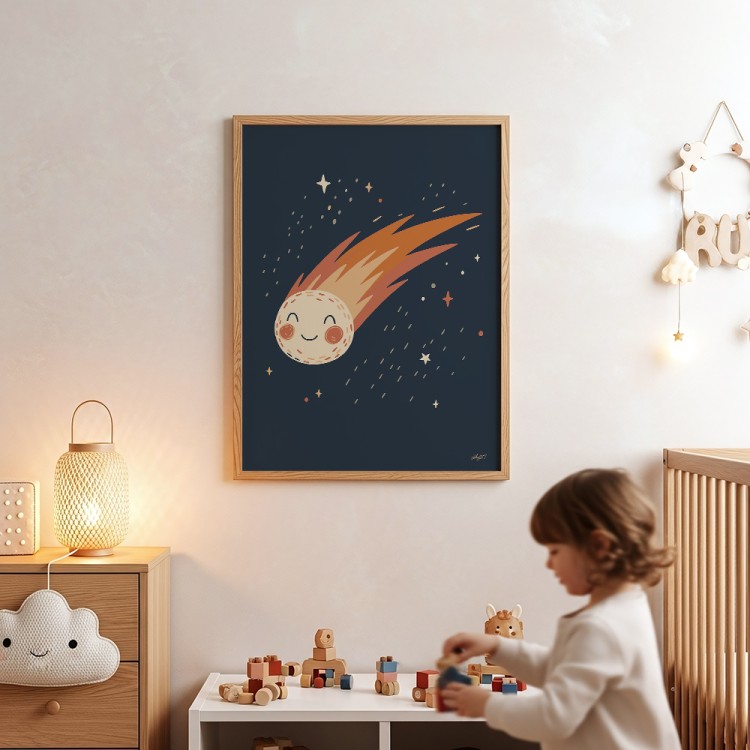 plakat wesoła kometa w pokoju dziewczynki