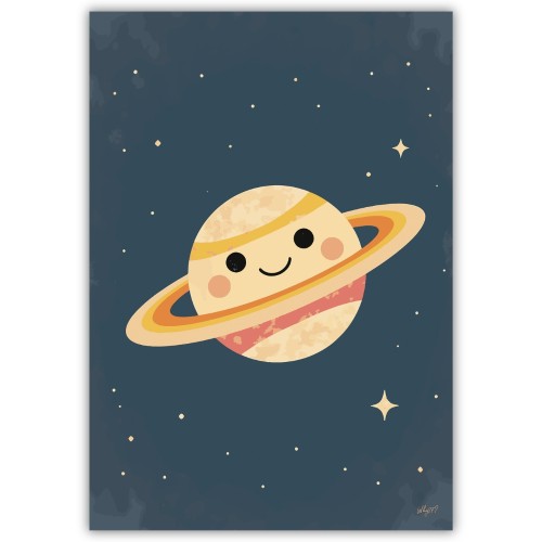 plakat uśmiechnięty saturn