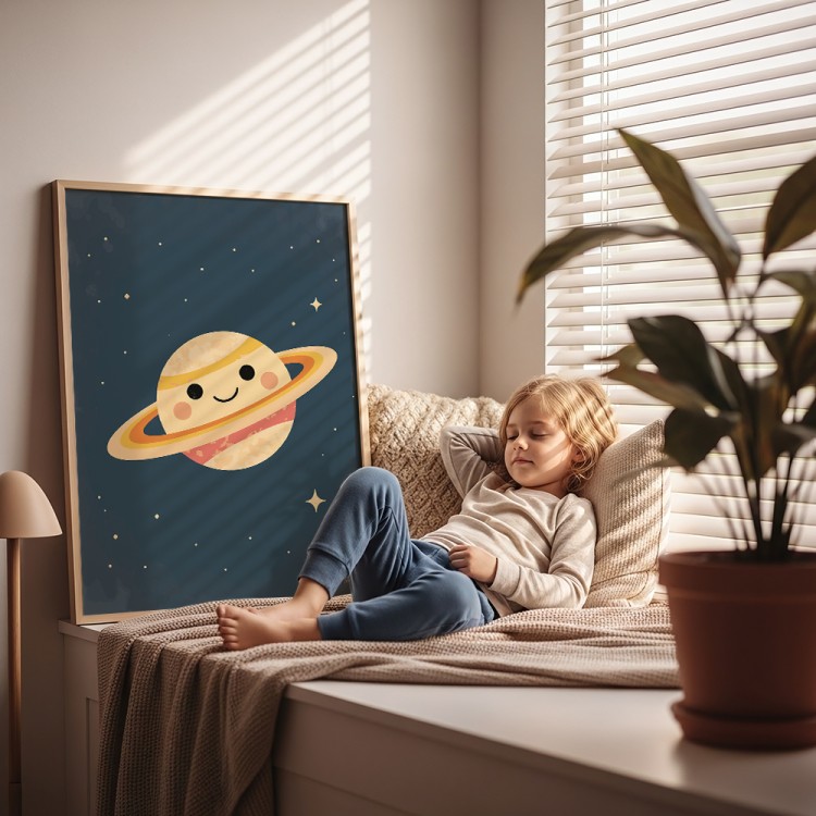 plakat uśmiechnięty saturn w pokoju dziewczynki