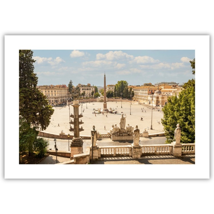 plakat rzym piazza del popolo z białym obramowaniem