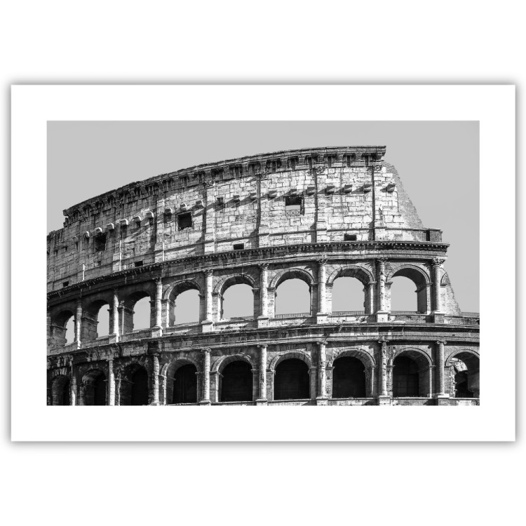 plakat rzym koloseum w czerni i bieli z białym obramowaniem