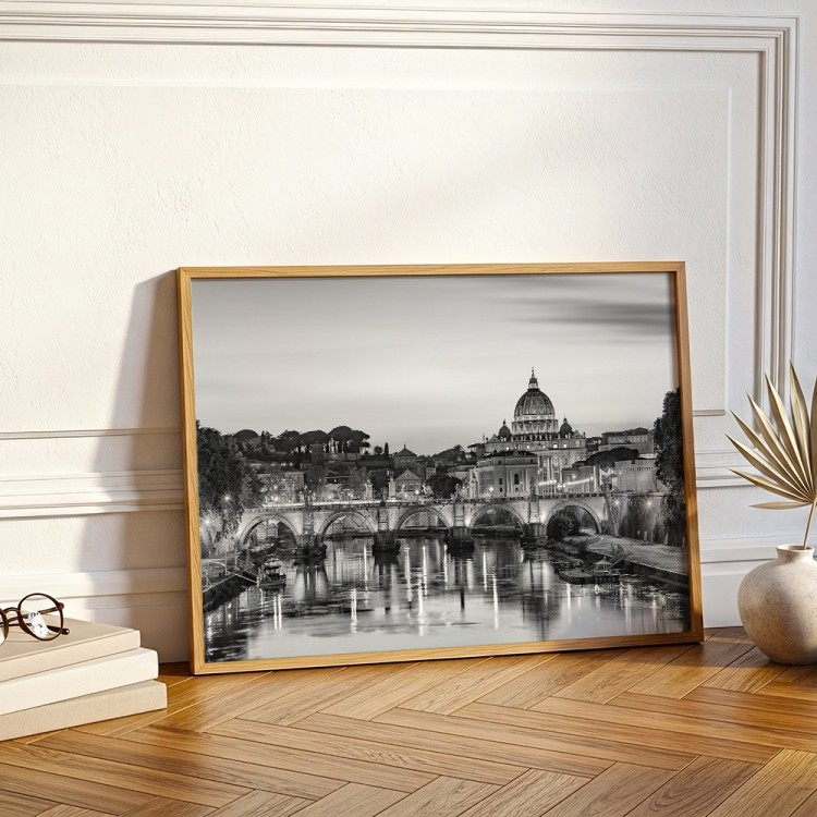 plakat rzym noc nad tybrem w drewnianej ramie