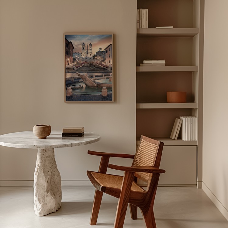 plakat rzym schody hiszpańskie wieczorem w biurze