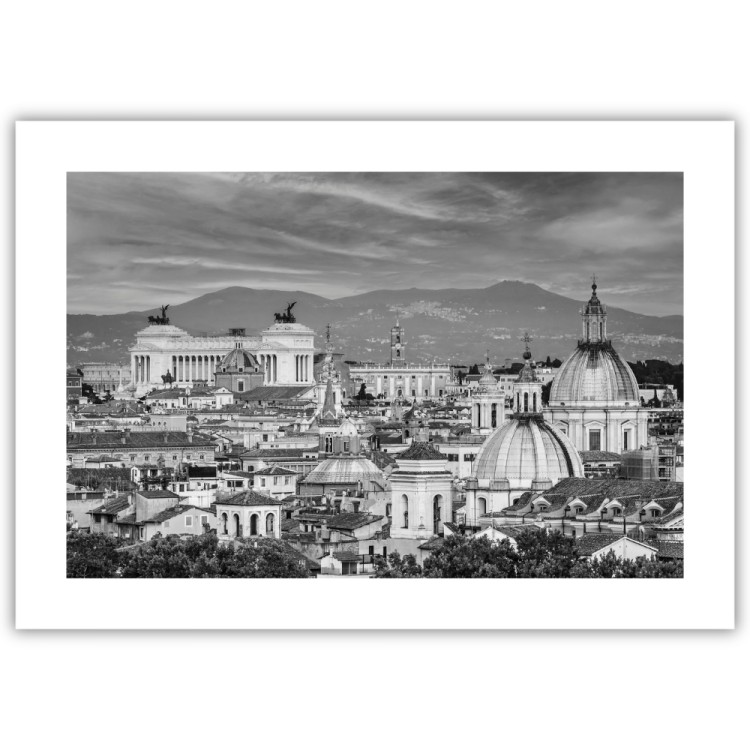 plakat rzym widok na miasto z białym obramowaniem