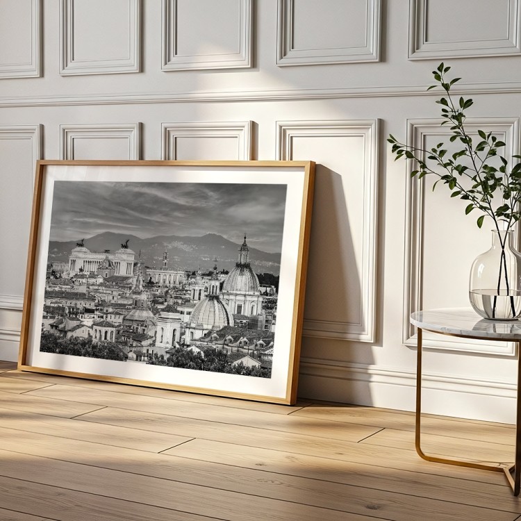 plakat rzym widok na miasto z białym obramowaniem w drewnianej ramie dekoracja ścienna