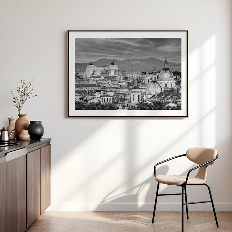 plakat rzym widok na miasto z białym obramowaniem w jadalni