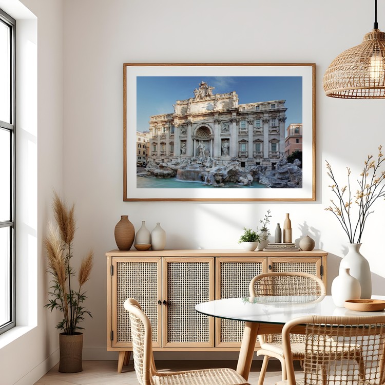 plakat rzym fontanna di trevi z białym obramowaniem w jadalni