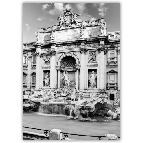 plakat rzym fontanna di trevi w czerni i bieli