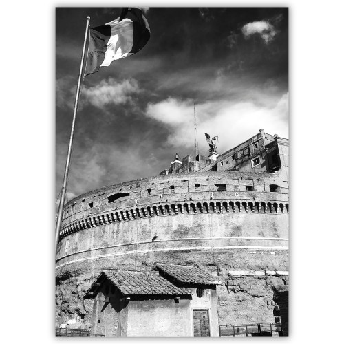 plakat rzym zamek świętego anioła w czerni i bieli