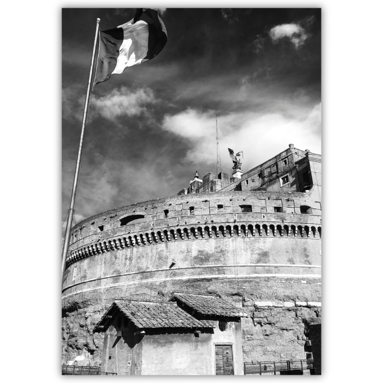 plakat rzym zamek świętego anioła w czerni i bieli