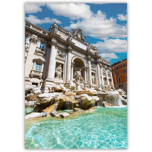 plakat rzym fontanna di trevi w słońcu