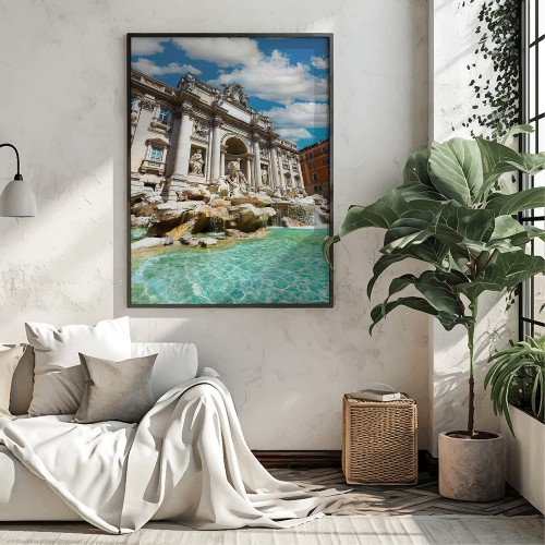 plakat rzym fontanna di trevi w słońcu w salonie