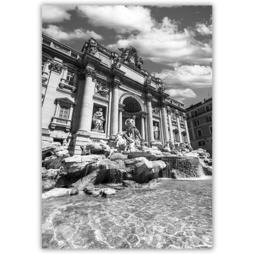 plakat rzym fontanna di trevi czarno-biała