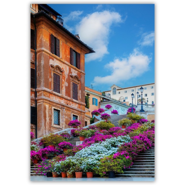 plakat rzym schody hiszpańskie w kwiatach