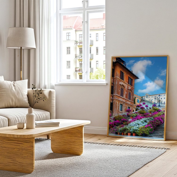 plakat rzym schody hiszpańskie w kwiatach w salonie