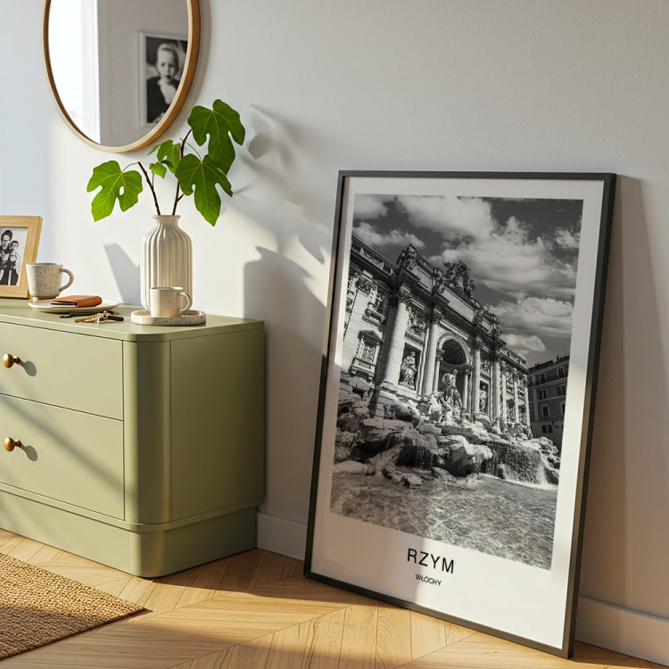 plakat rzym włochy fontanna di trevi w czarnej ramie