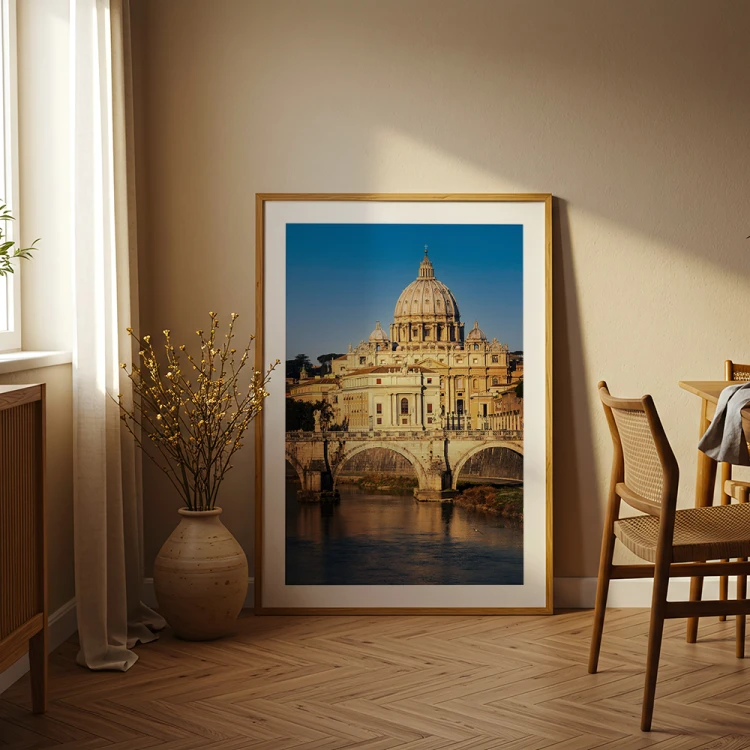 plakat rzym światło nad watykanem z białym obramowaniem w jadalni