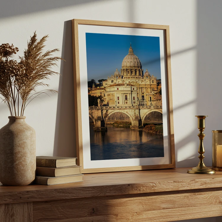 plakat rzym światło nad watykanem z białym obramowaniem w salonie