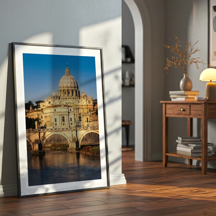 plakat rzym światło nad watykanem z białym obramowaniem w przedpokoju