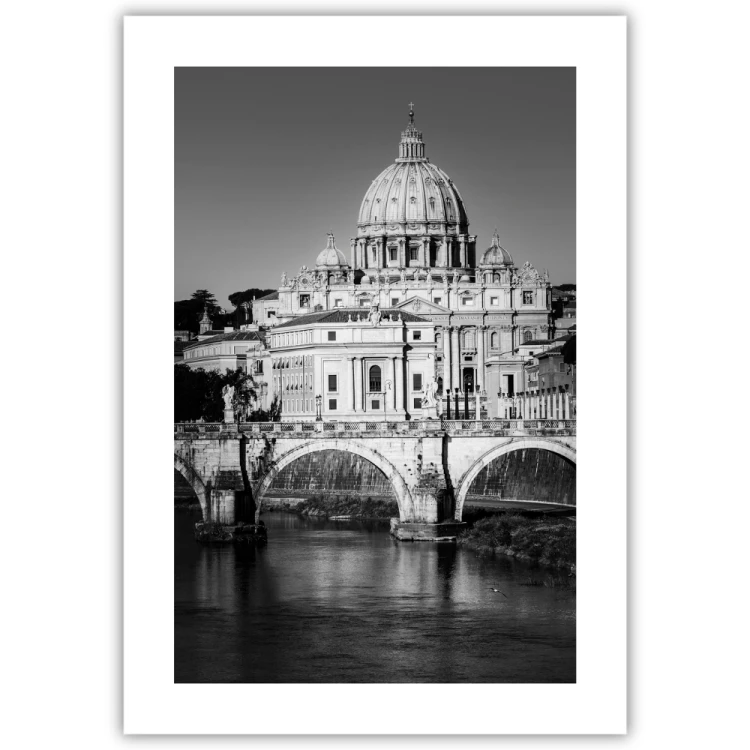 plakat rzym serce watykanu w czerni i bieli z białym obramowaniem